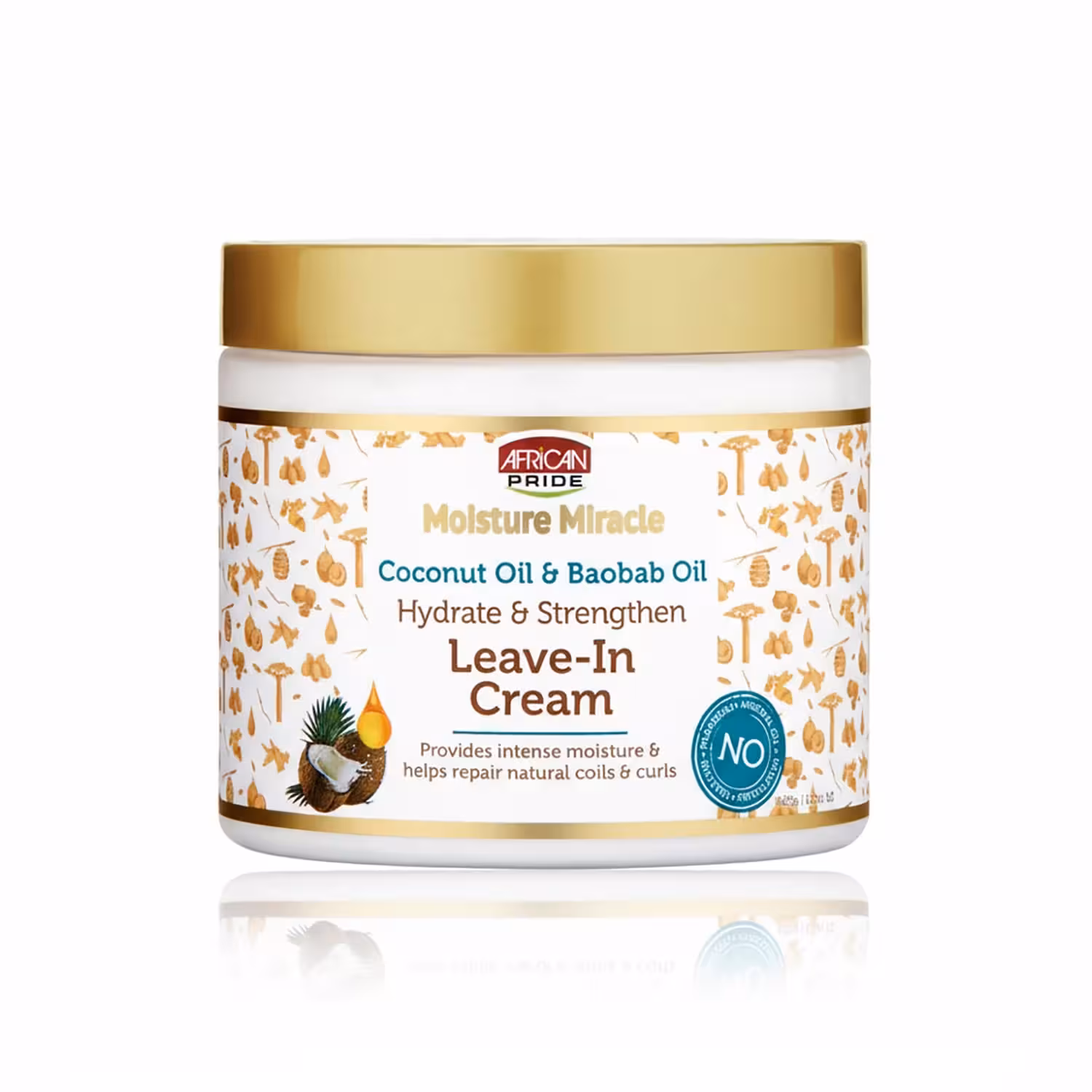 کرم نرم‌ کننده بعد حمام تقویتی و آبرسان آفریکن پراید حجم 425 گرم | AFRICAN PRIDE Moisture Miracle Coconut Oil & Baobab Oil Leave-In Cream