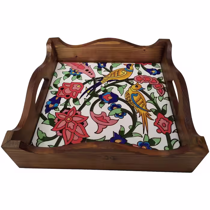 سینی چوبی طرح کاشی