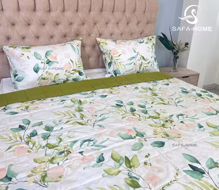 سرویس روتختی دونفره چهار فصل 3 تکه طرح پیچک سبز