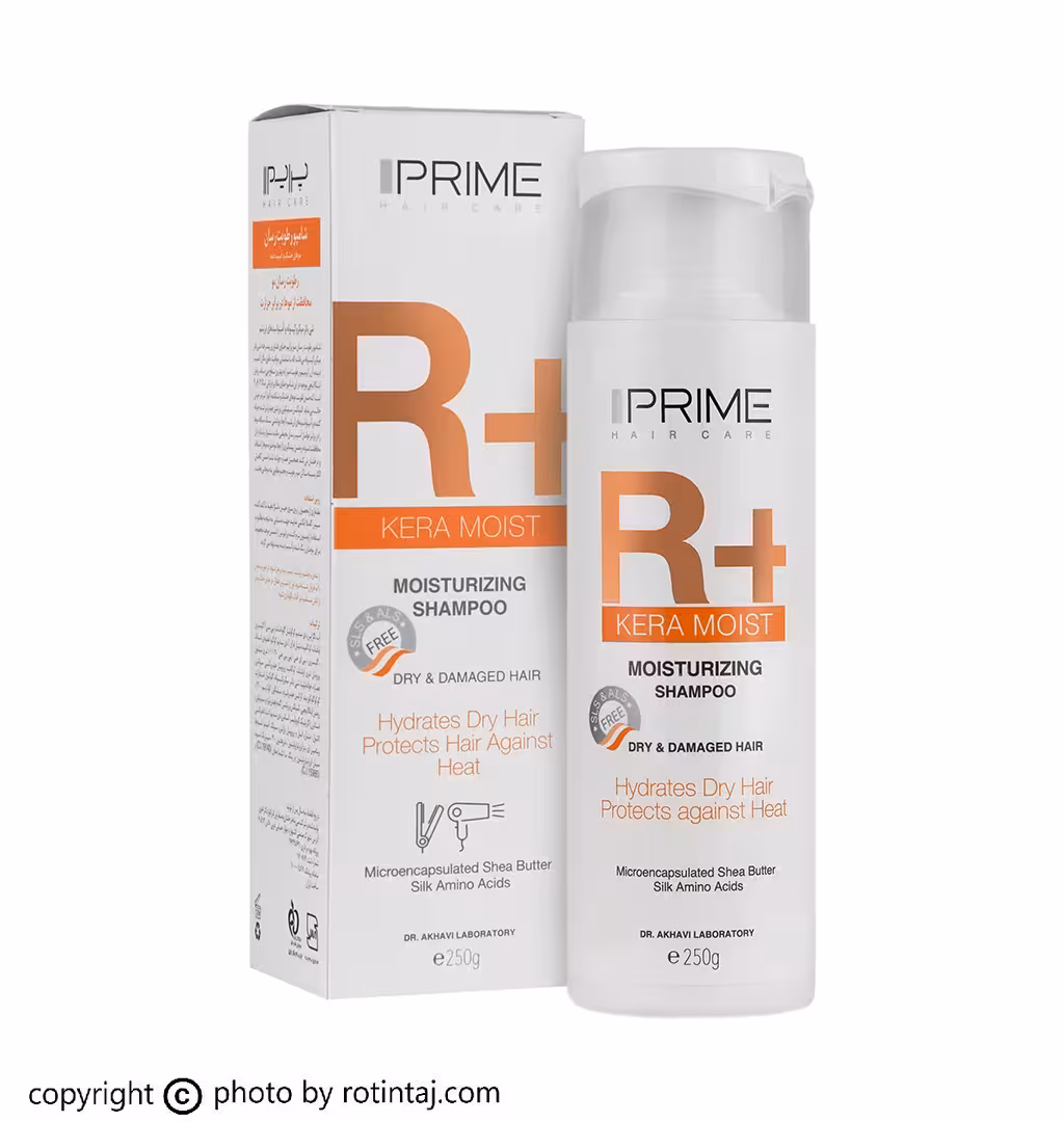 شامپو  R پرایم، شامپو رطوبت رسان موهای خشک و آسیب دیده پرایم، شامپو KERA MOIST پرایم 250 میلی