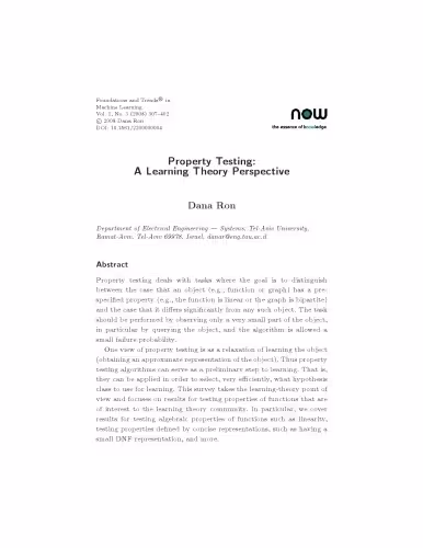 خرید و دانلود نسخه کامل کتاب Property Testing: a Learning Theory Perspective (Foundations and Trends in Machine Learning)