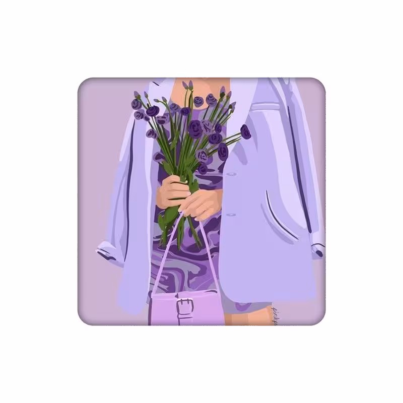 زیرلیوانی طرح استایل و تم بنفش و گل های بنفش کد 3626241