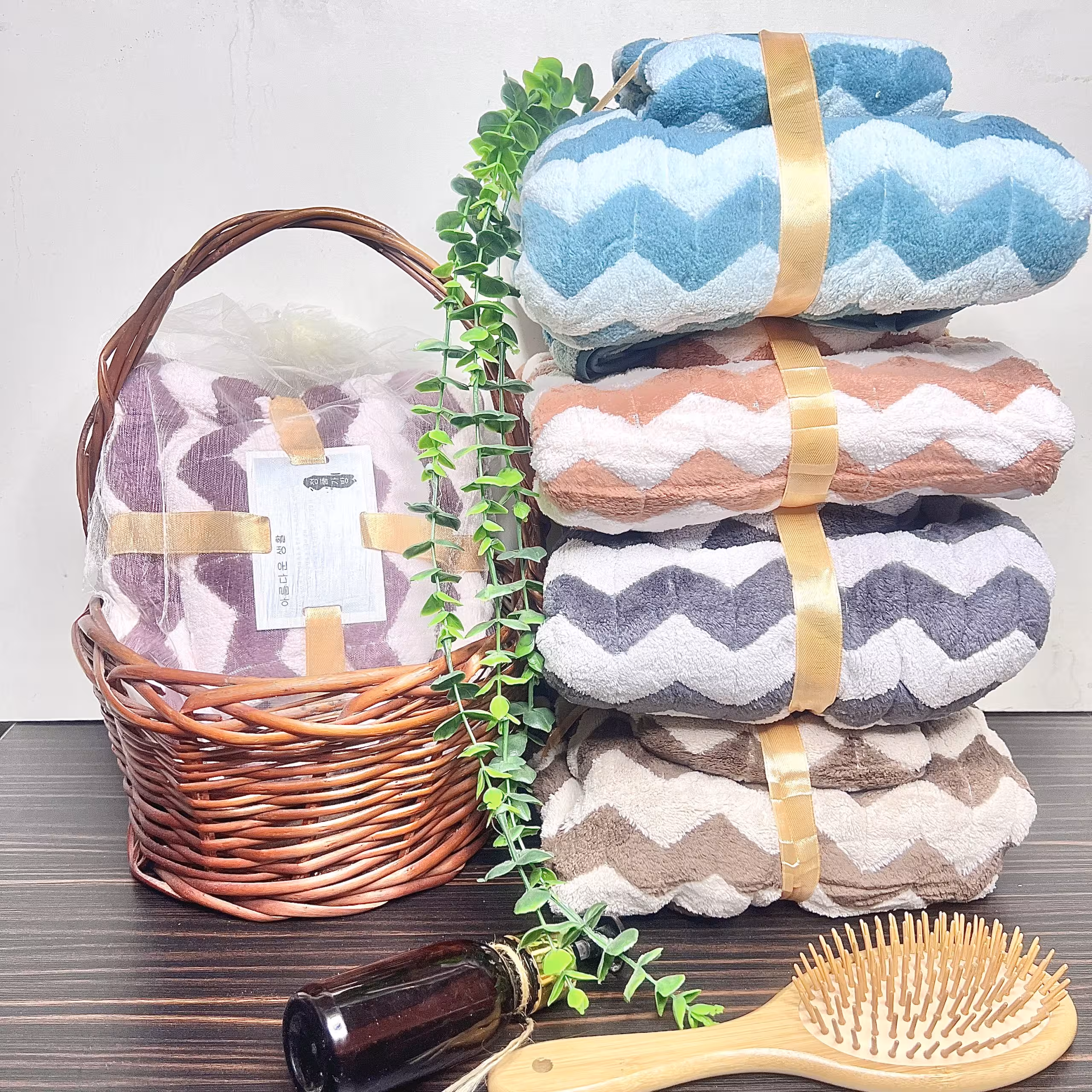 ست حوله میکروفایبر(نانو) زیگزاگ