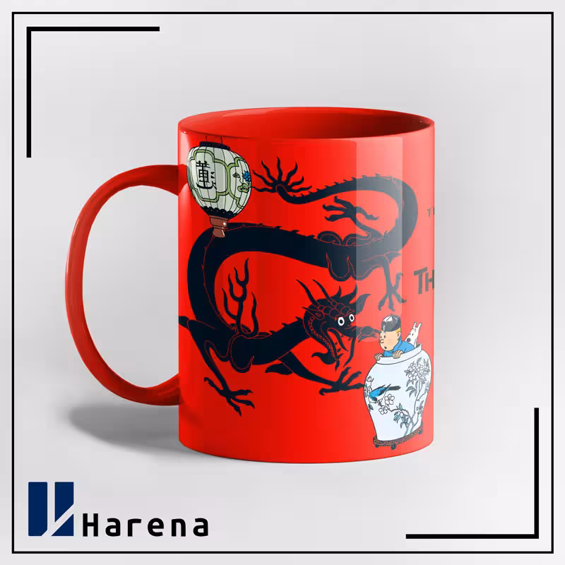 ماگ داخل رنگی گل آبی