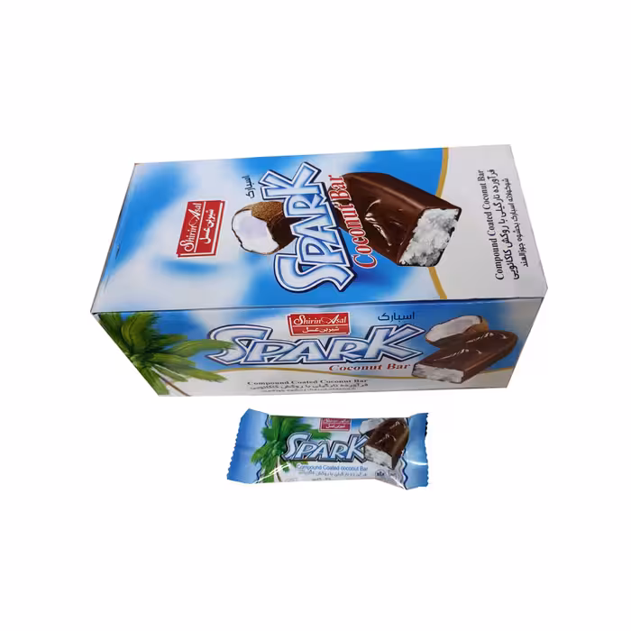 شکلات نارگیلی با روکش کاکائویی اسپارک شیرین عسل 18 گرمی بسته 30 عددی