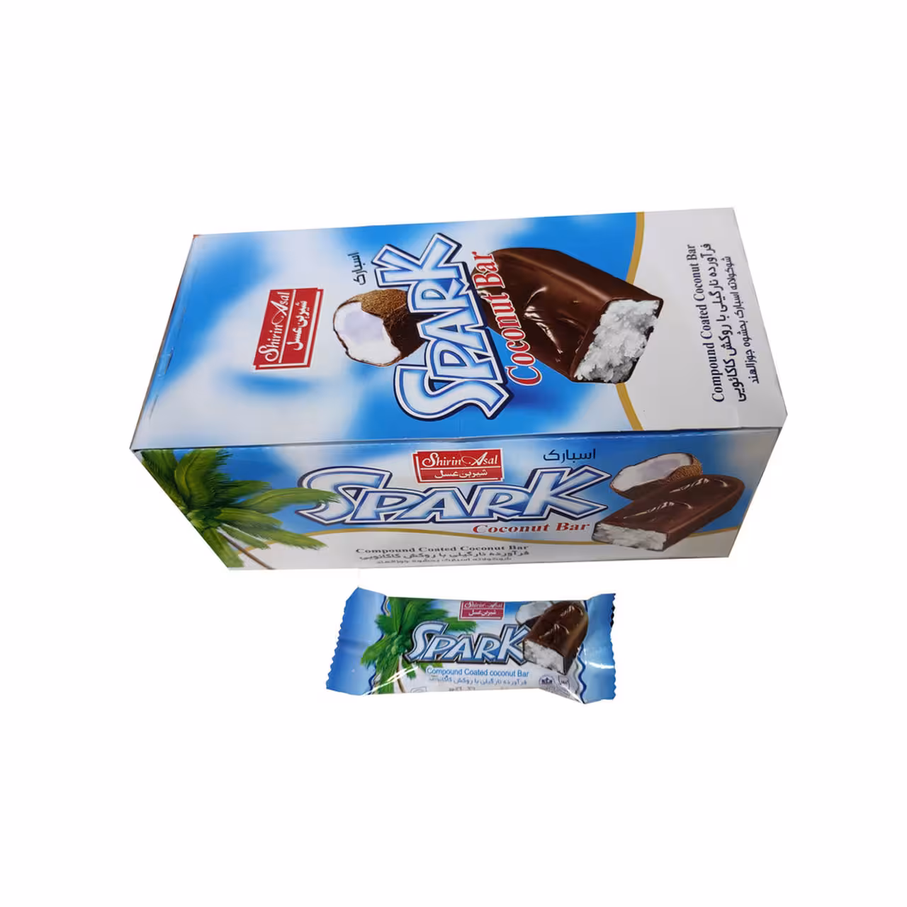 شکلات نارگیلی با روکش کاکائویی اسپارک شیرین عسل 18 گرمی بسته 30 عددی