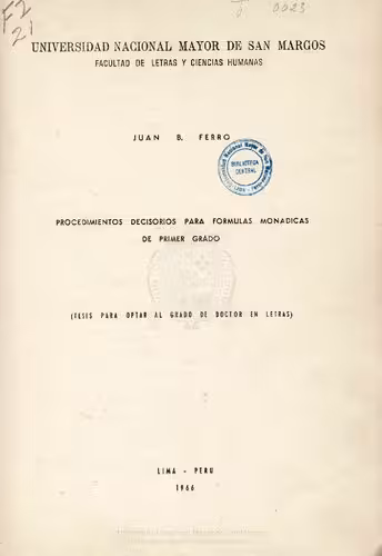 خرید و دانلود نسخه کامل کتاب Procedimientos decisorios para fórmulas monádicas de primer grado