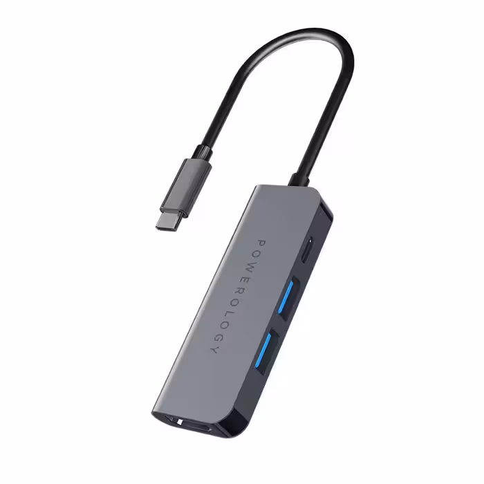 هاب POWEROLOGY با 4 پورت USB-C Hub HDMI  USB 3.0
