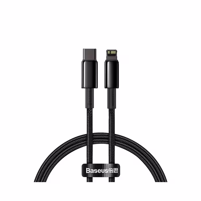 کابل فست شارژ Type C به لایتنینگ بیسوس Baseus Tungsten Gold CATLWJ-01 Type-C to iP 1m توان 20 وات