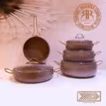 EVIZ اویز  سرویس قابلمه گرانیتی 10 پارچه قهوه ای طلایی  7026