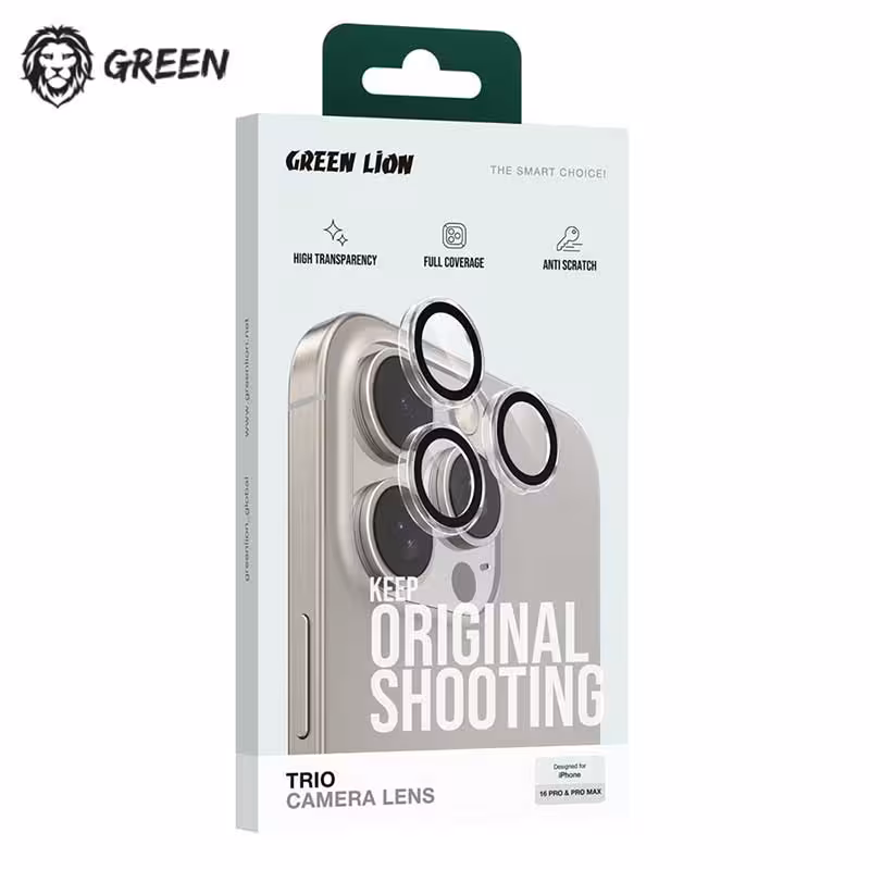محافظ لنز دوربین گرین iPhone 16 Pro Max برند Green Lion Trio Camera Lens