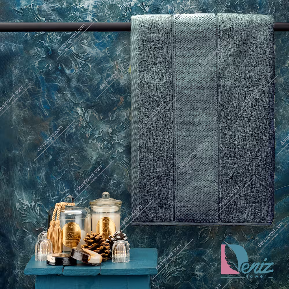 حوله حمامی طرح ماکرو رنگ زیتونی