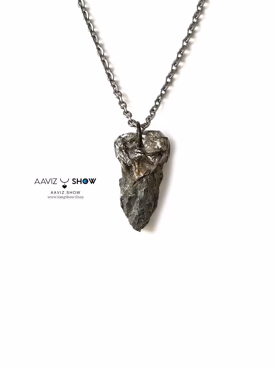 گردنبند سنگ پیریت راف استثنایی و زیبا A701