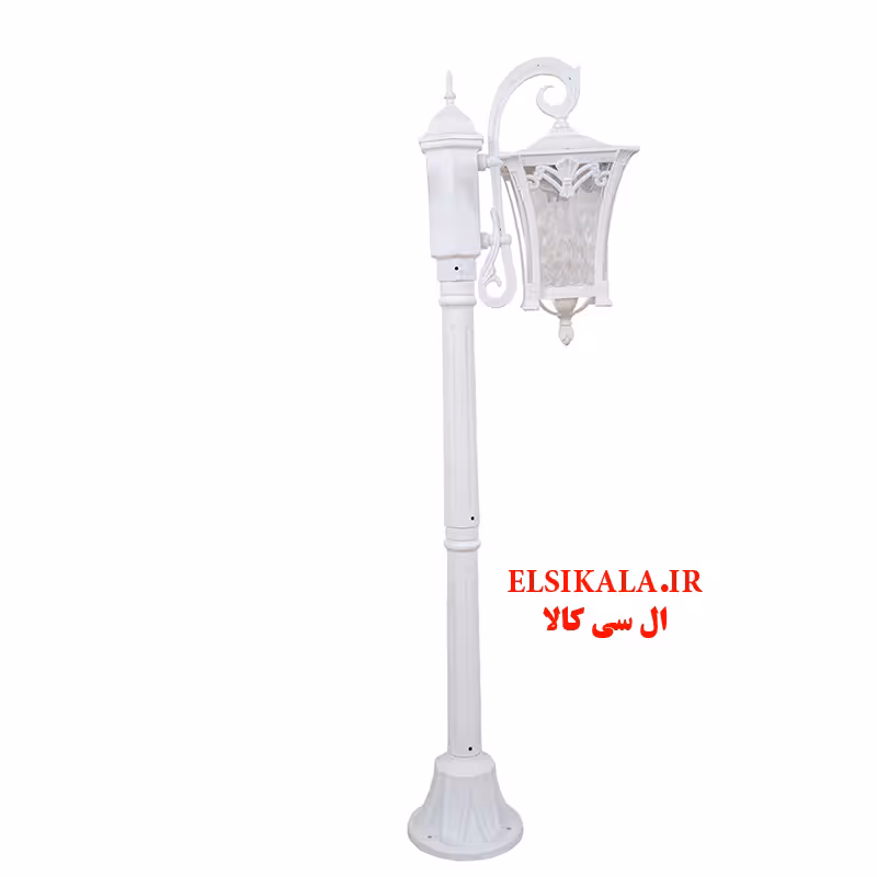 چراغ حیاطی مدل کاسپین تک شعله مشکی سفید با پایه و بدون پایه