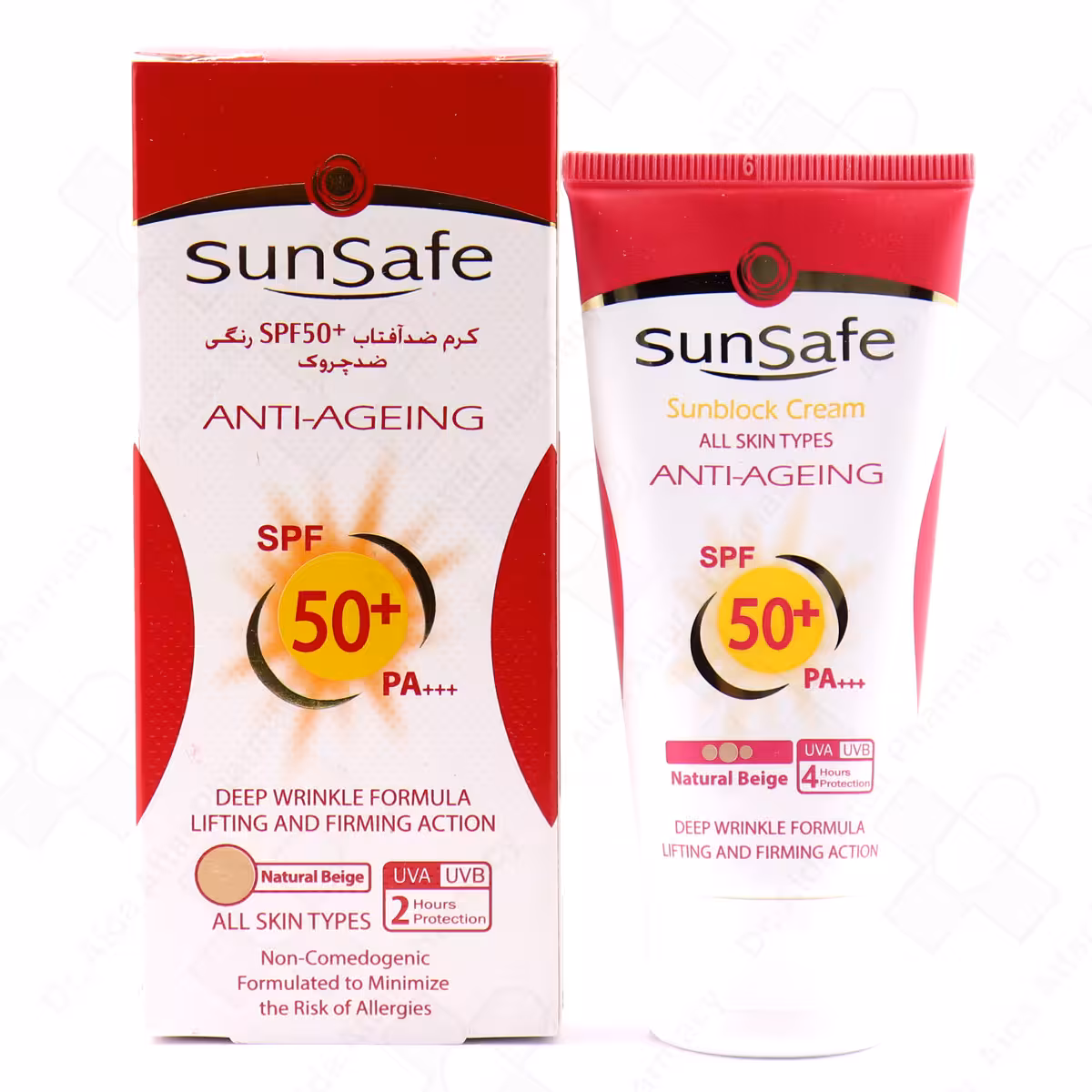 کرم ضد آفتاب و ضد چروک سان سیف SPF50 حجم بژ طبیعی 50 میلی لیتر