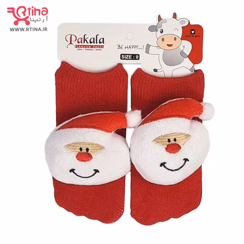 جوراب عروسکی بچه گانه رنگ قرمز (نوزاد تا شش ماهگی)