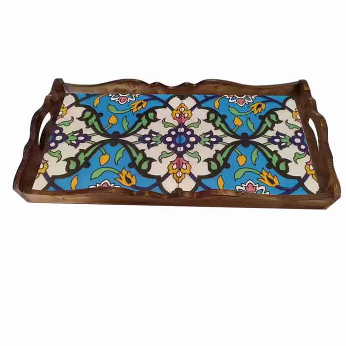 سینی چوبی طرح کاشی