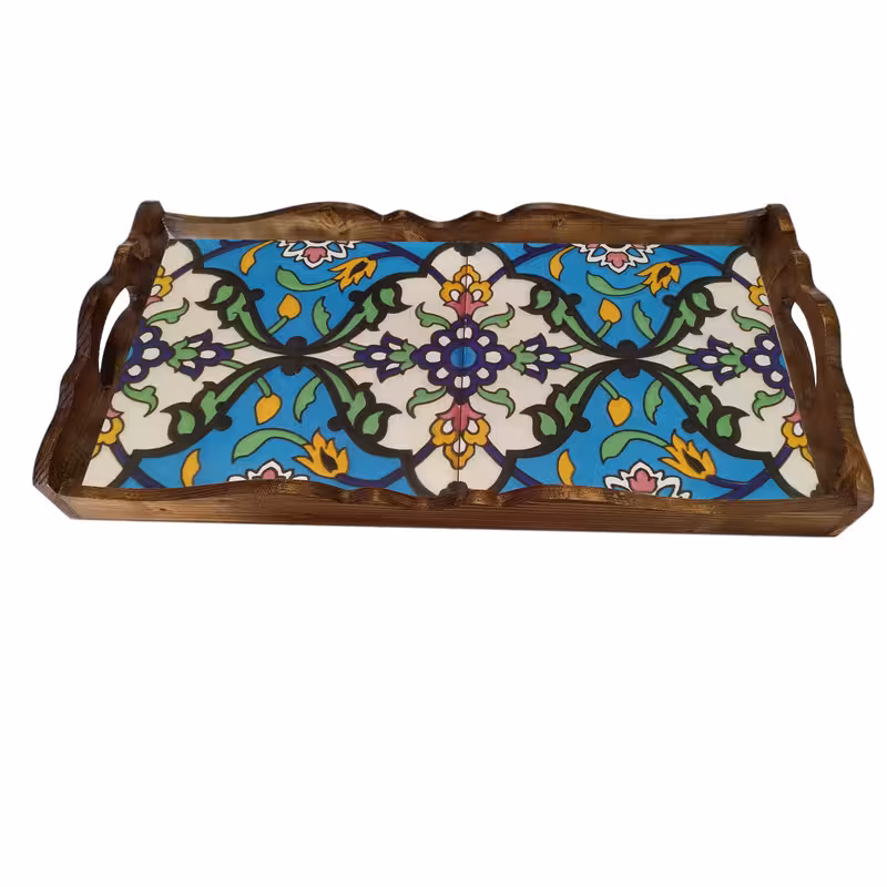 سینی چوبی طرح کاشی