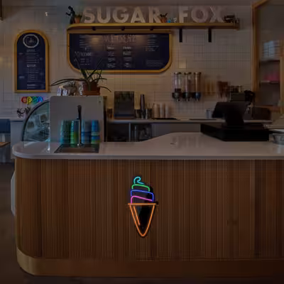 چراغ دیواری نئون دیزاین طرح Ice-Cream-3-BL_MLC