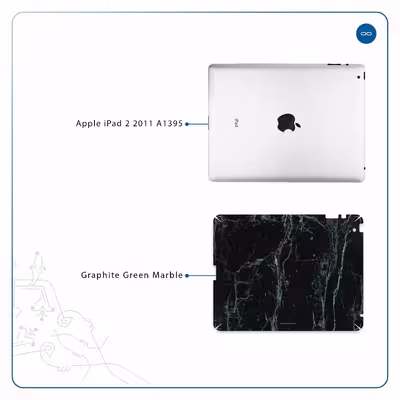 برچسب پوششی ماهوت مدل Graphite-Green-Marble مناسب برای تبلت اپل iPad 2 2011 A1395