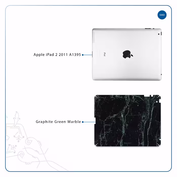 برچسب پوششی ماهوت مدل Graphite-Green-Marble مناسب برای تبلت اپل iPad 2 2011 A1395