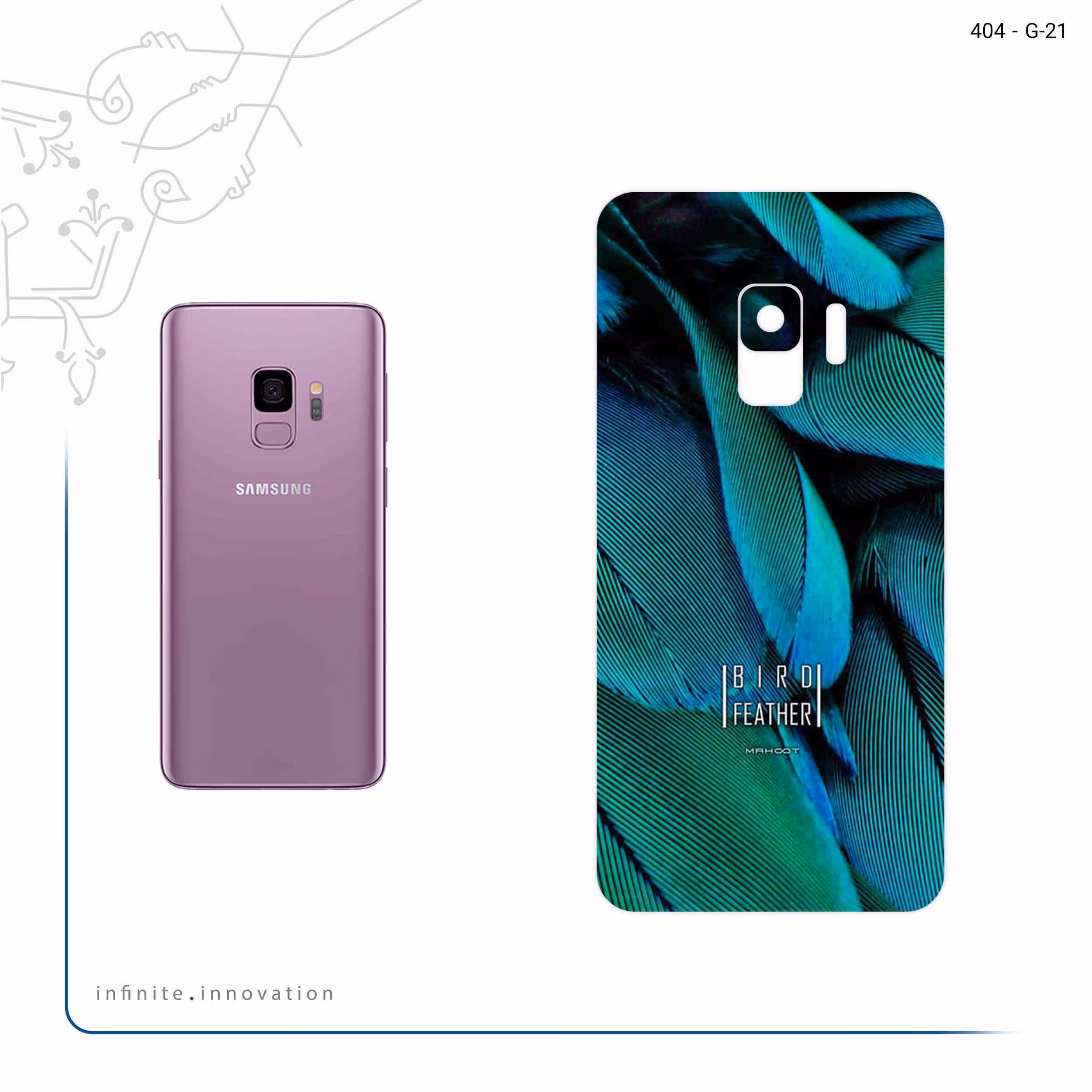برچسب پوششی ماهوت مدل Green Feather مناسب برای گوشی موبایل سامسونگ Galaxy S9