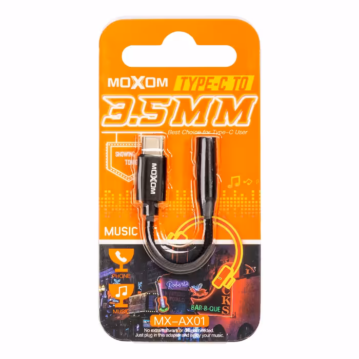 کابل تبدیل USB-C به AUX موکسوم مدل MX-AX01 طول 0.1 متر