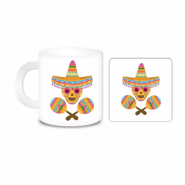 ماگ مدل اسکلت کد 394 به همراه زیر لیوانی