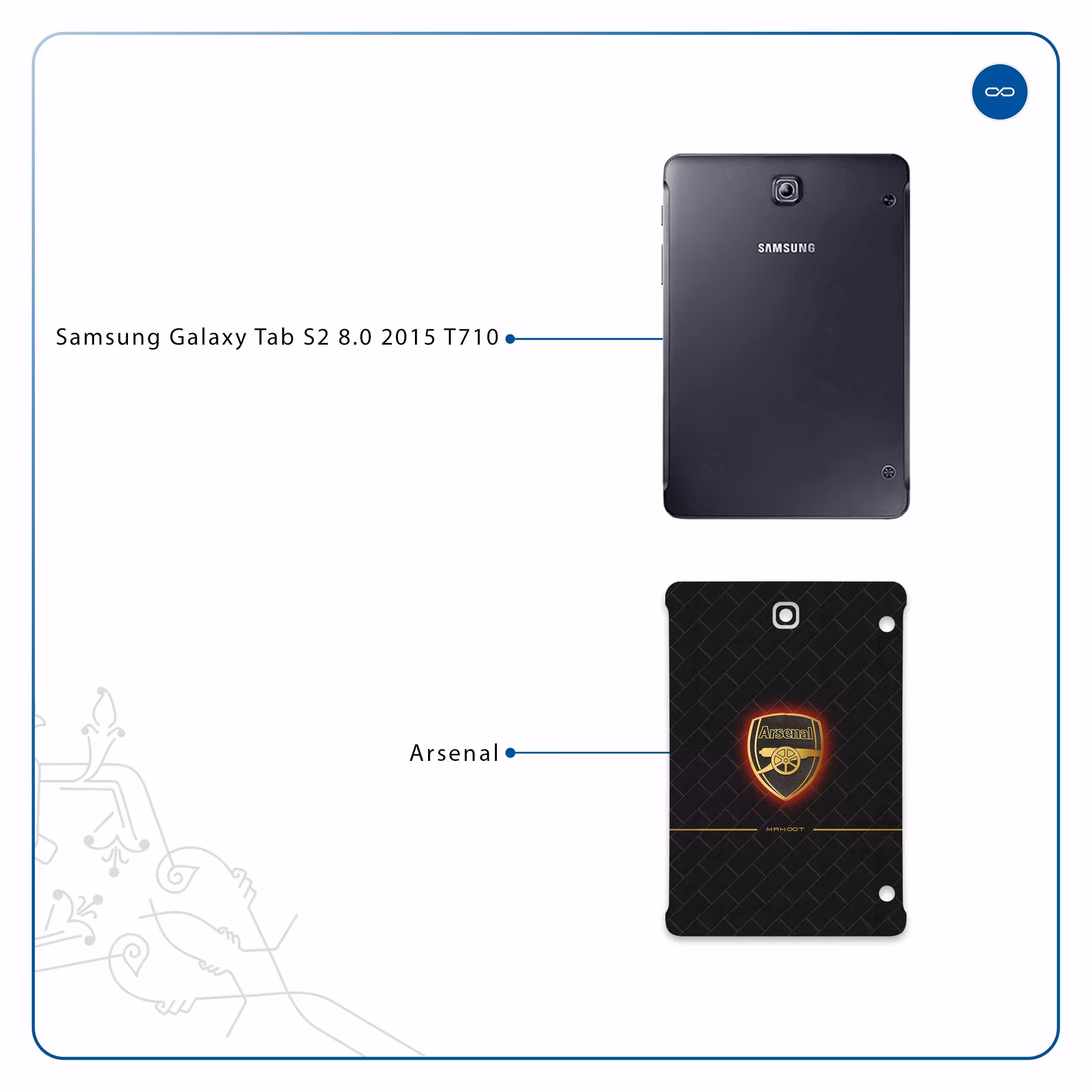 برچسب پوششی ماهوت مدل Arsenal مناسب برای تبلت سامسونگ Galaxy Tab S2 8.0 2015 T710