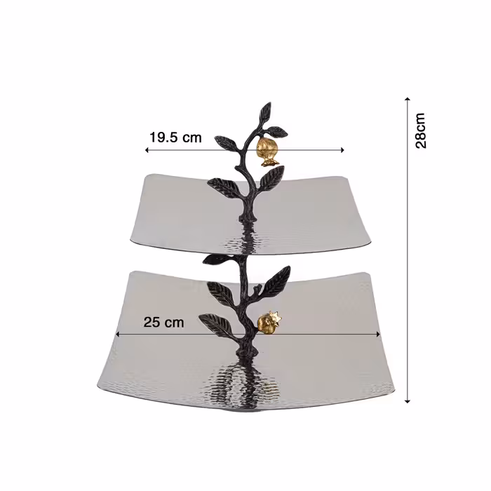 شیرینی خوری گلد کیش مدل دوطبقه طرح روبی کد GK879111-1