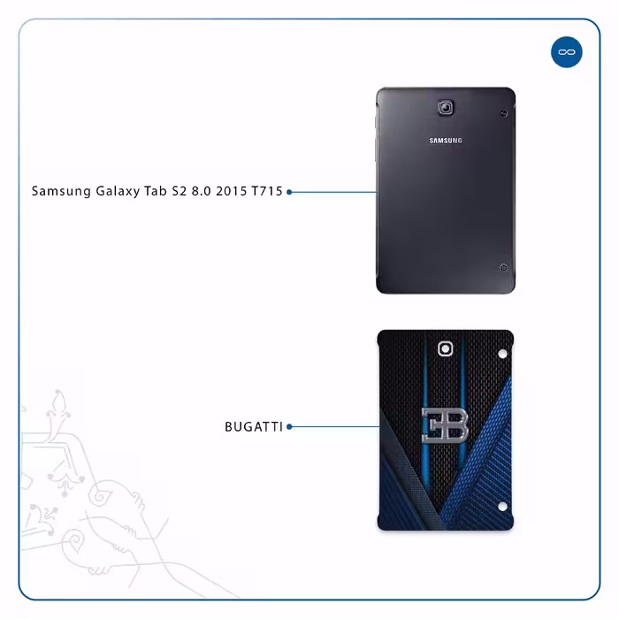 برچسب پوششی ماهوت مدل BUGATTI مناسب برای تبلت سامسونگ Galaxy Tab S2 8.0 2015 T715