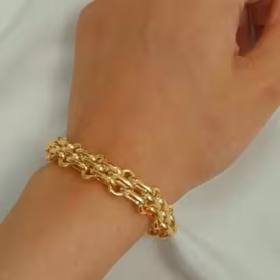 دستبند زنجیری طرح طلا کد 2- رنگ ثابت