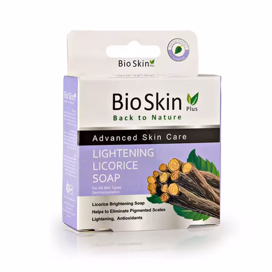 صابون روشن کننده و رفع تیرگی پوست حاوی شیرین بیان بایو اسکین پلاس