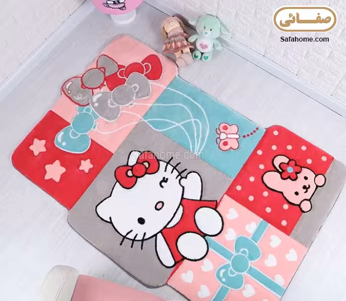 فرش کودک زرباف طرح هپی کیتی