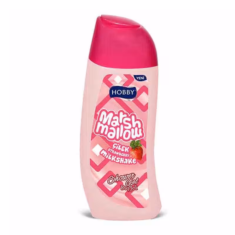 شامپو بدن ژلی هوبی Hobby مدل Marshmallow رایحه توت فرنگی Strawberry حجم 500ml