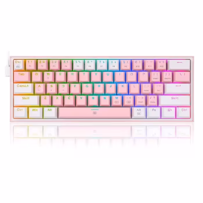 کیبورد گیمینگ ردراگون Redragon K617 FIZZ 60% Wired RGB Pink-White