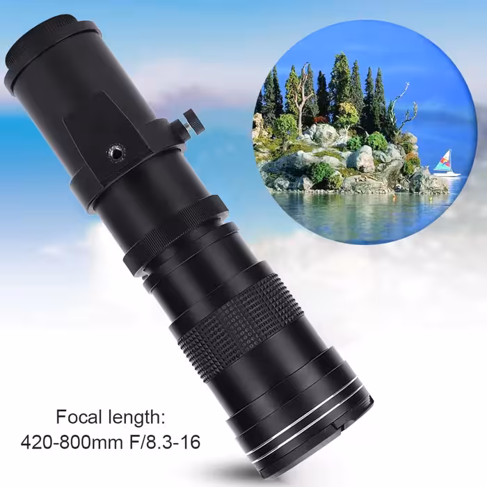 لنز تله فوتو با عملکرد بالا با زوم دستی 420mm/800mm F/8.3-16 برای دوربین‌های کانن، سونی، مینولتا، نیکون، پنتاکس، المپوس و سایر دوربین‌های DSLR