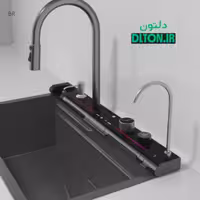 سینک ظرفشویی آبشاری مشکی مدل پیانویی 7 کلید گرید A