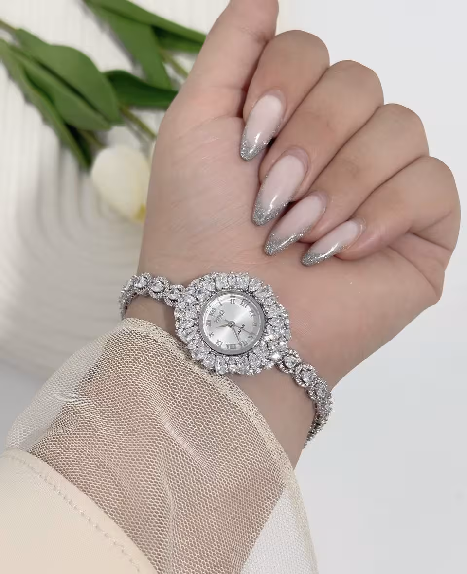 ساعت نقره جواهری زنانه کد 80348