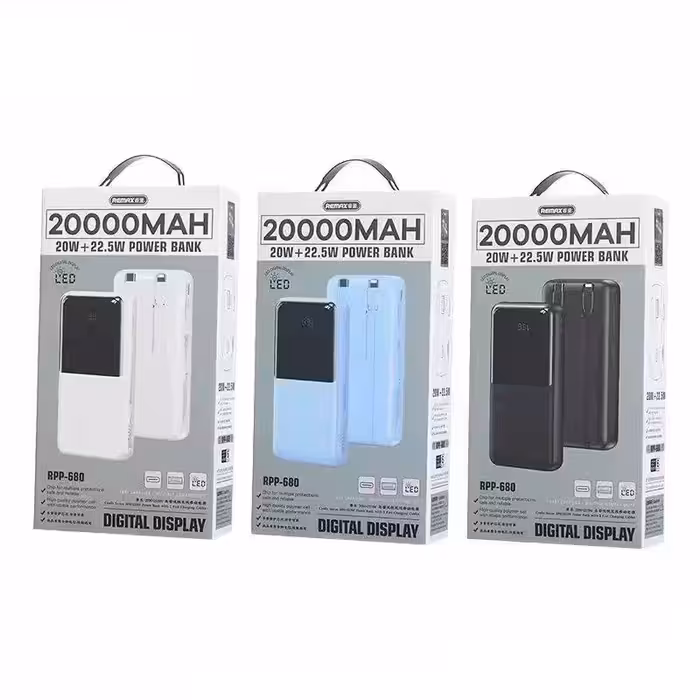 پاوربانک ریمکس مدل prp 680 ظرفیت 20000 میلی آمپر ساعت