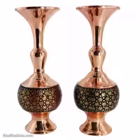 گلدان خاتم کاری اصفهان 16 سانتی مدل گیلاسی 2 عددی MJ-93