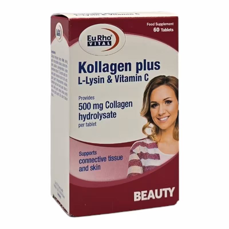 قرص کلاژن پلاس ال لیزین و ویتامین سی یوروویتال 60 عدد