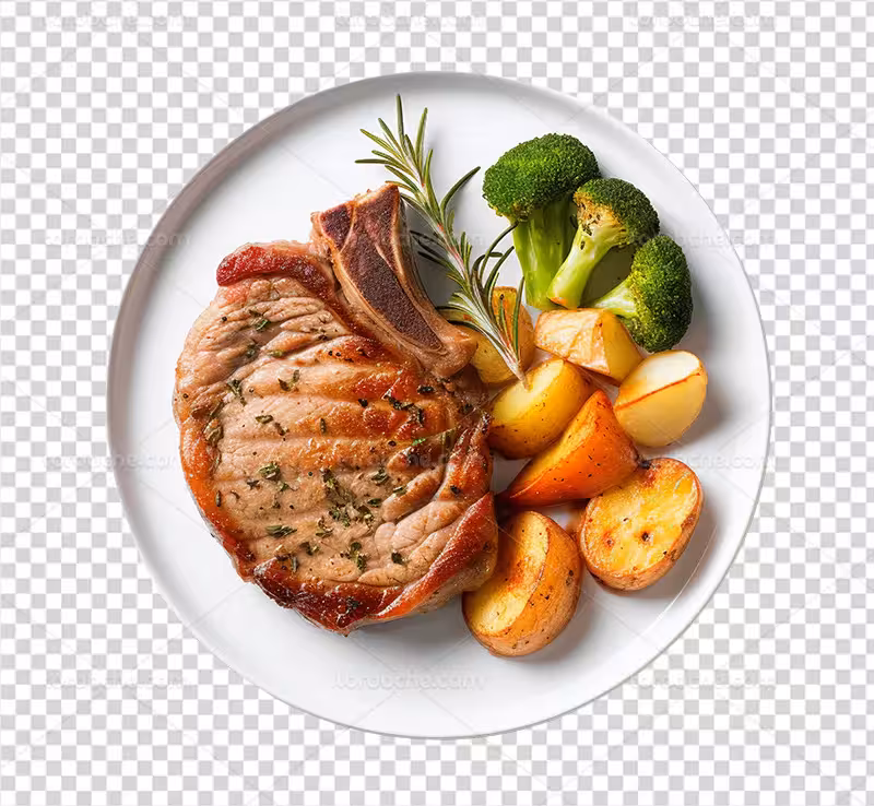 عکس PNG بشقاب استیک با دورچین | گرافیک با طعم تربچه