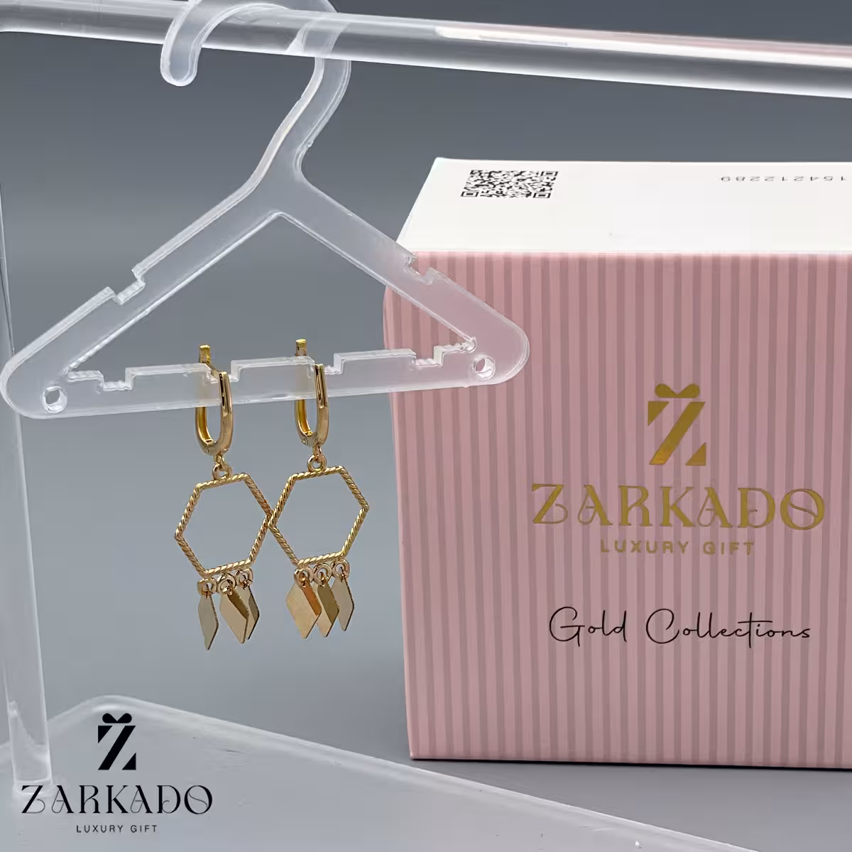 گوشواره حلقه ای با آویز لوزی کد E807