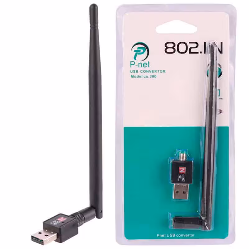 کارت شبکه بی سیم آنتن دار P-net 802.11N 300Mbps
