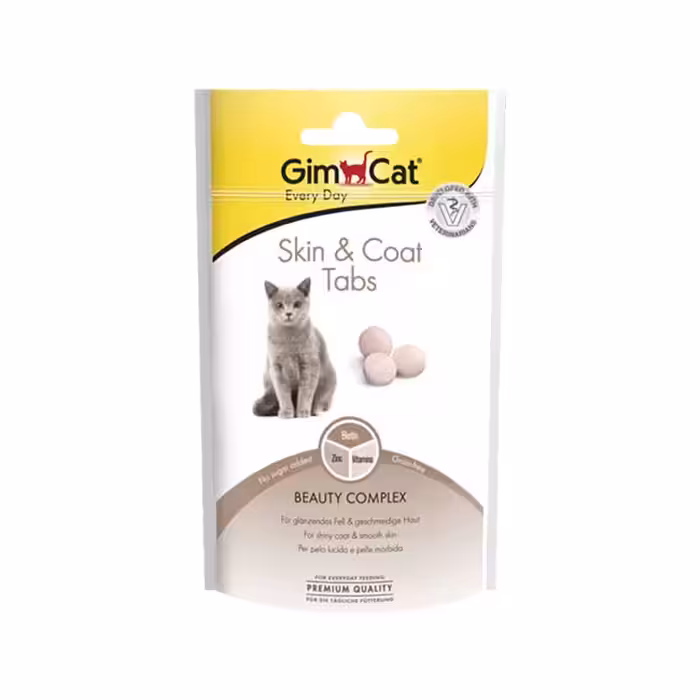 قرص مکمل پوست و مو گربه جیم کت (GimCat) مدل skin and coat Tabs