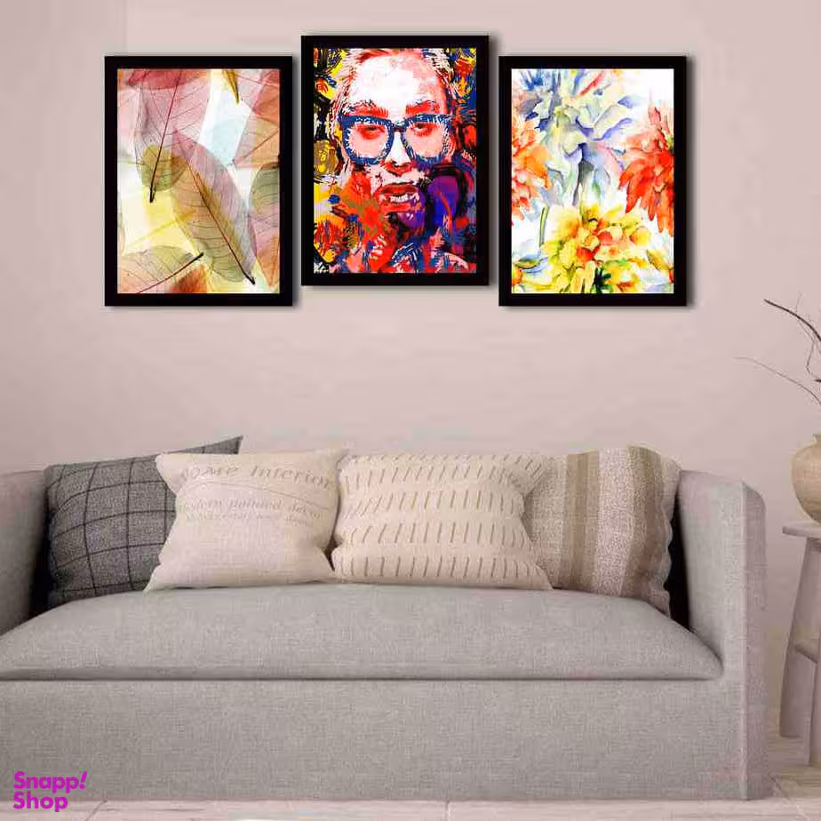 تابلو بکلیت طرح آبرنگی مدل دکوراتیو B-179 مجموعه 3 عددی