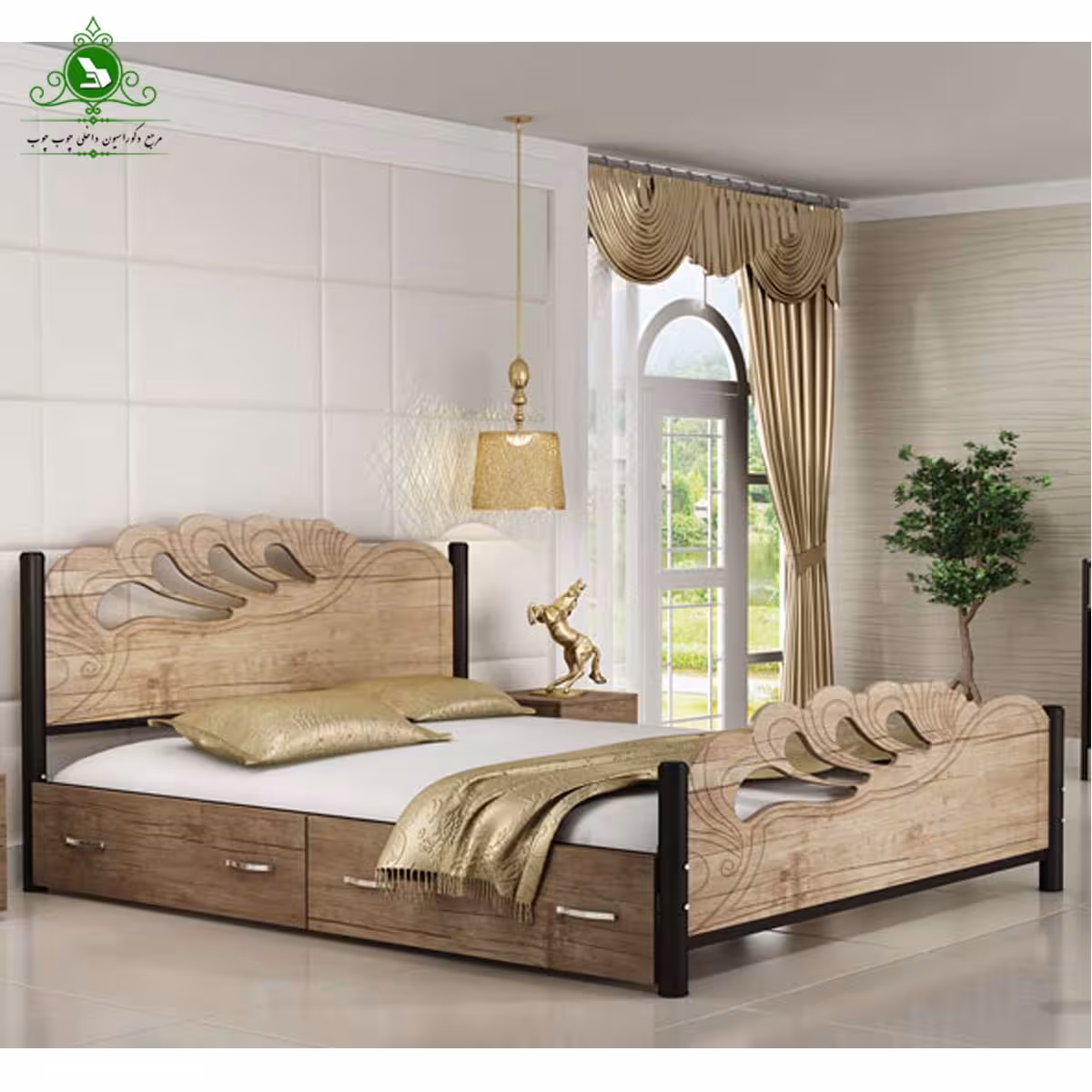 تخت خواب دو نفره MDF وکیوم مدل ارغوان