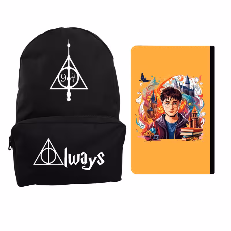 کوله پشتی مدرسه مدل هری پاتر کد 779 به همراه کلاسور مجموعه 2 عددی | چاوه