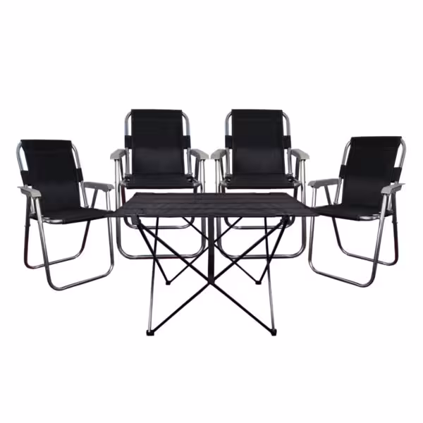 میز و صندلی تاشو چهار نفره مدل Rr7585 مجموعه 5 عددی